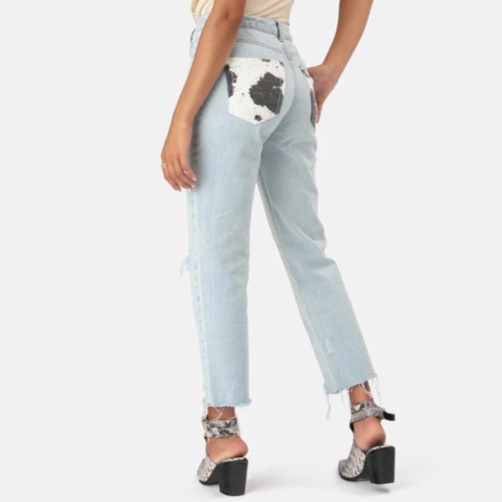 Distressed mom jeans